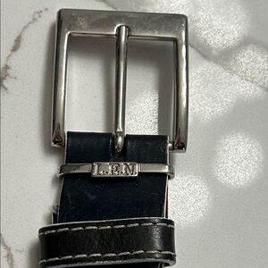 Black Leather Belt with Silver Buckle